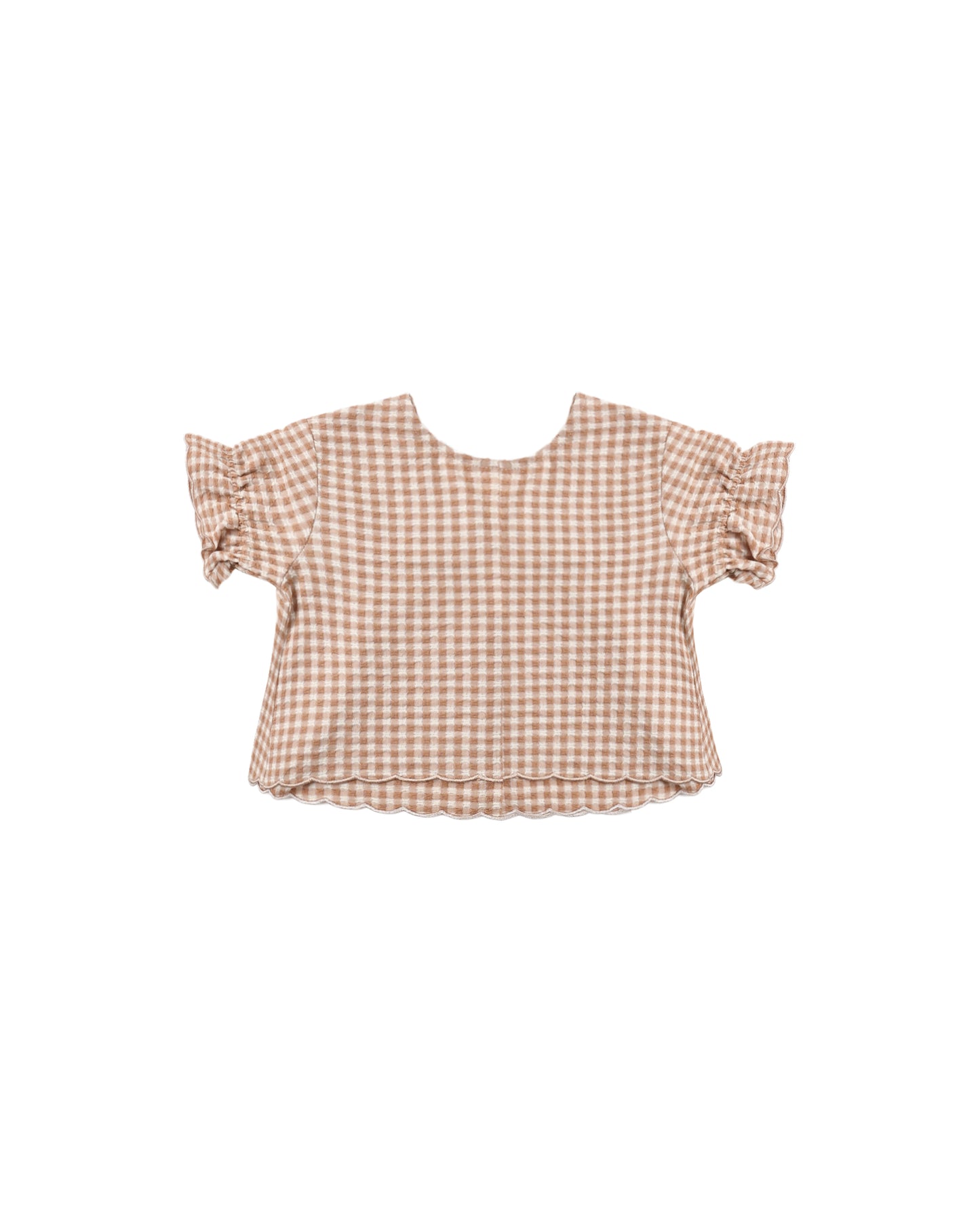 Fawn Gingham Francie Blouse by Rylee & Cru featuring a classic gingham pattern, long sleeves, and a relaxed fit for girls.