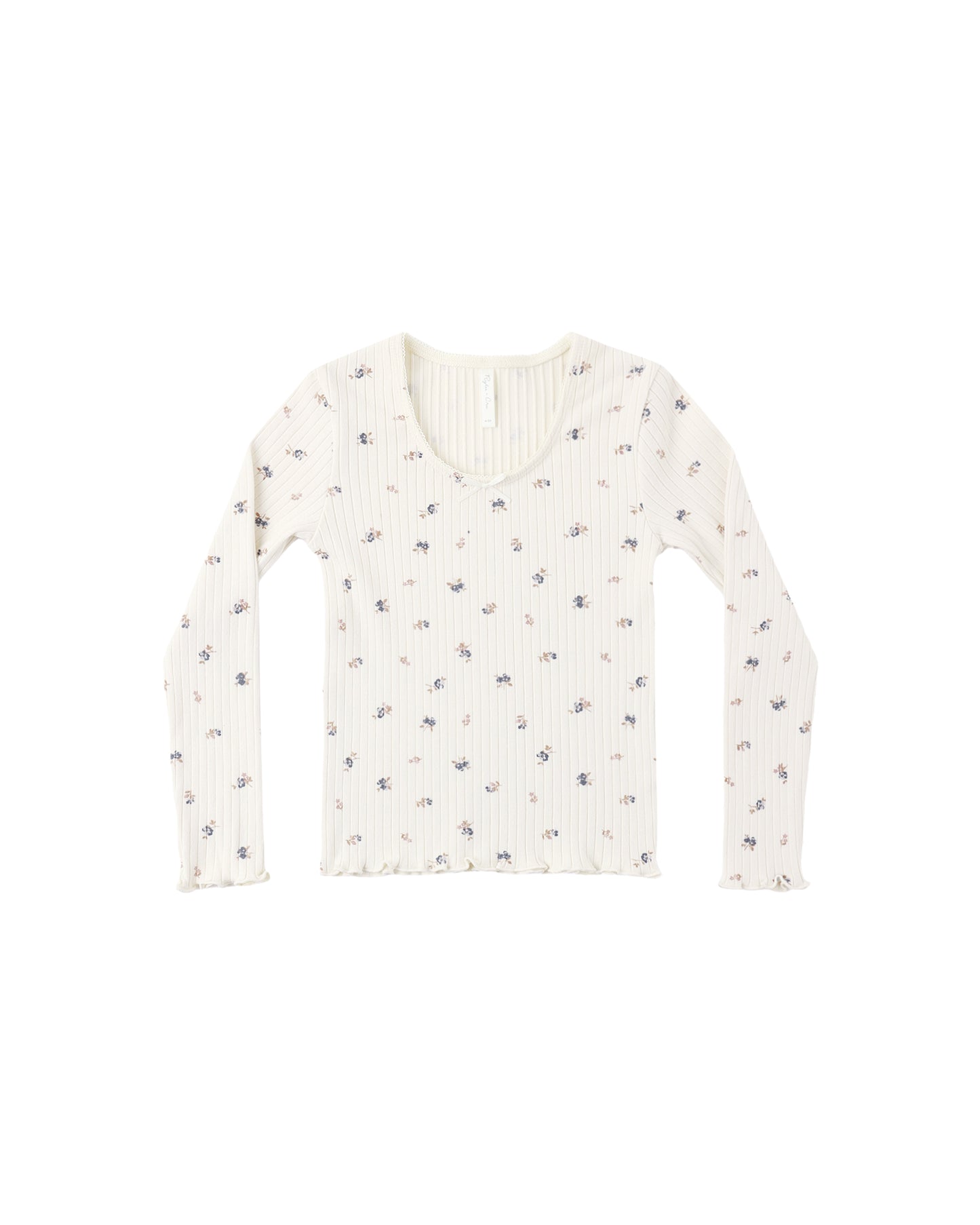 Natural Ditsy Ribbed Long Sleeve top by Rylee & Cru, featuring ribbed fabric and long sleeves in a soft, natural pattern.