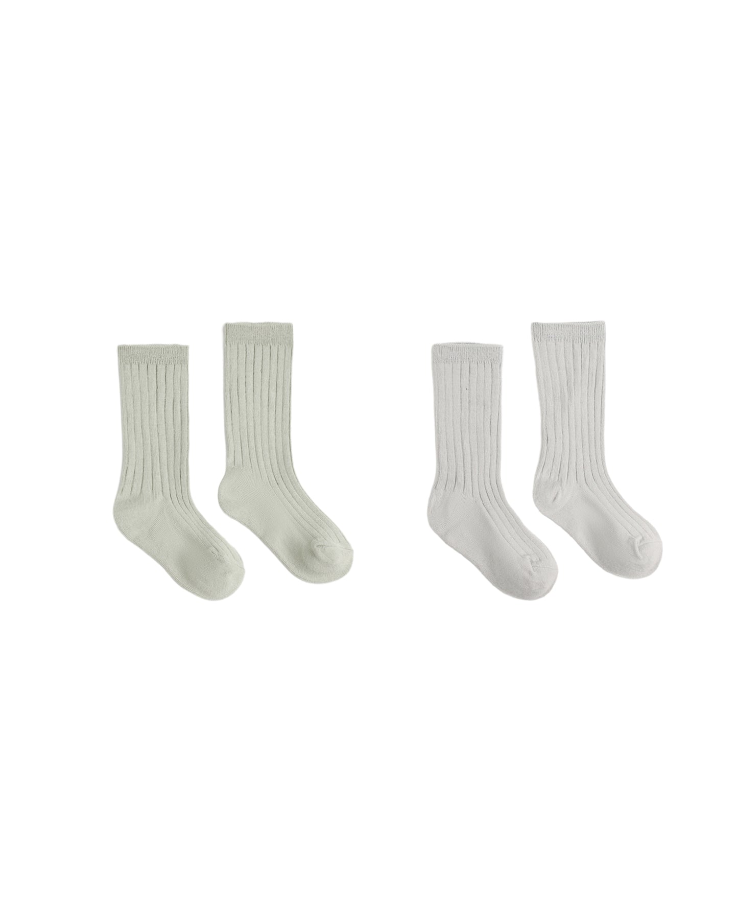 Rylee & Cru Fog and Sage ribbed socks 2-pack, soft knit with ribbed texture, suitable for babies and toddlers.