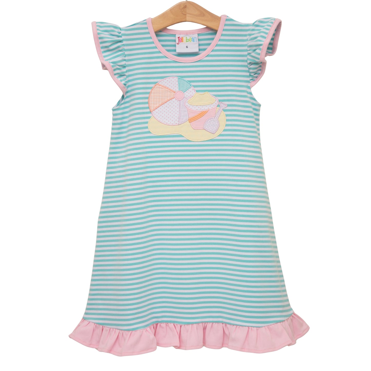 Jellybean Beach Days Flutter Dress featuring lightweight fabric, floral pattern, and flutter sleeves ideal for summer beach outings.