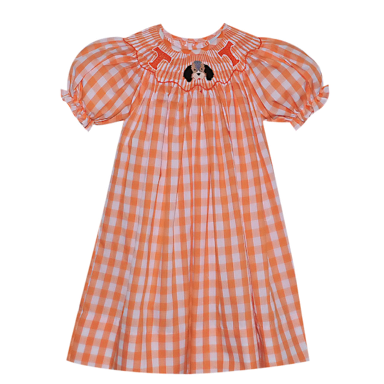Remember Nguyen - Orange and White Gingham Smocked Smokey and Power T Dress