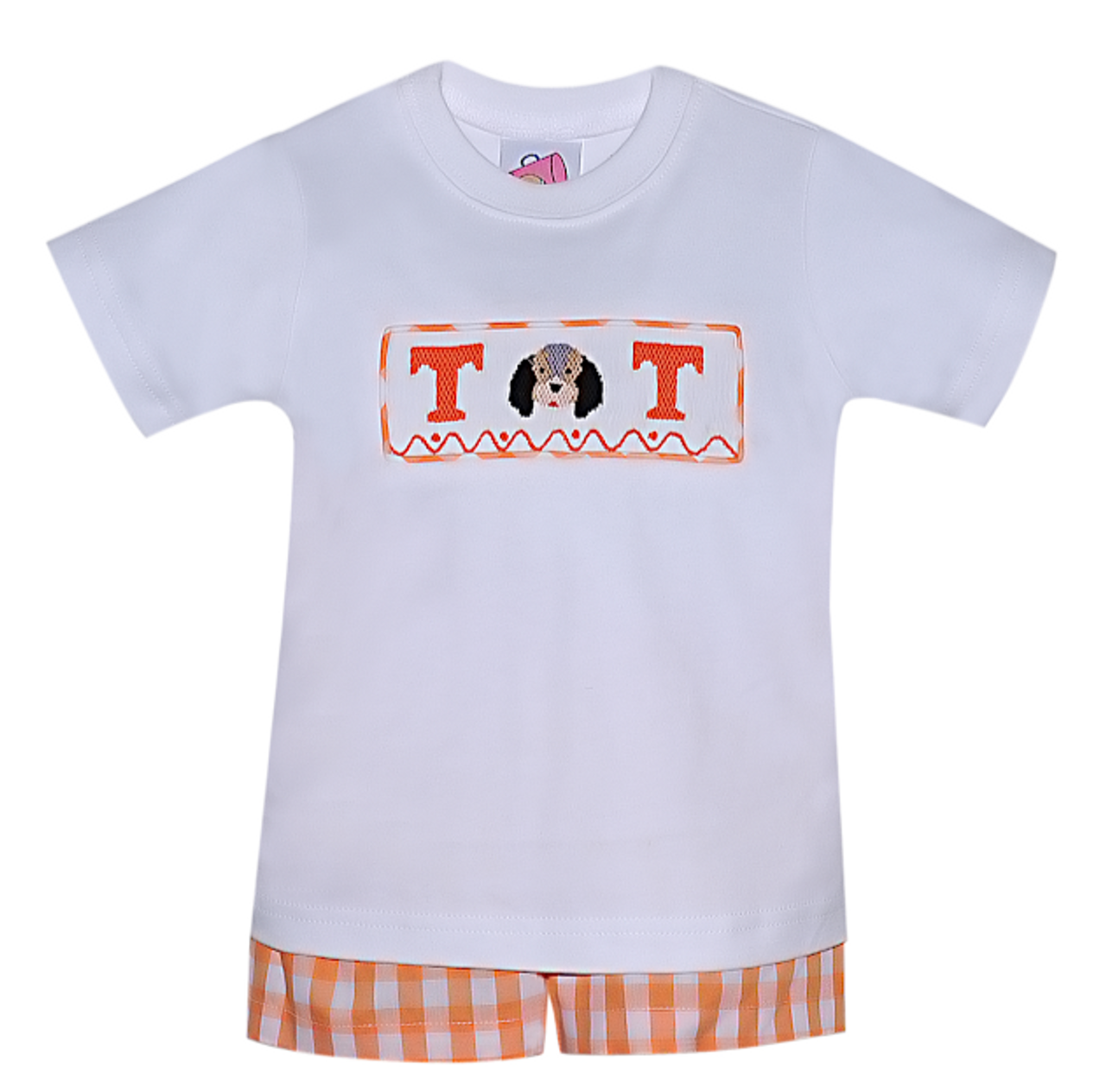 Remember Nguyen - Orange and White Smocked Short Set Smokey and Power T