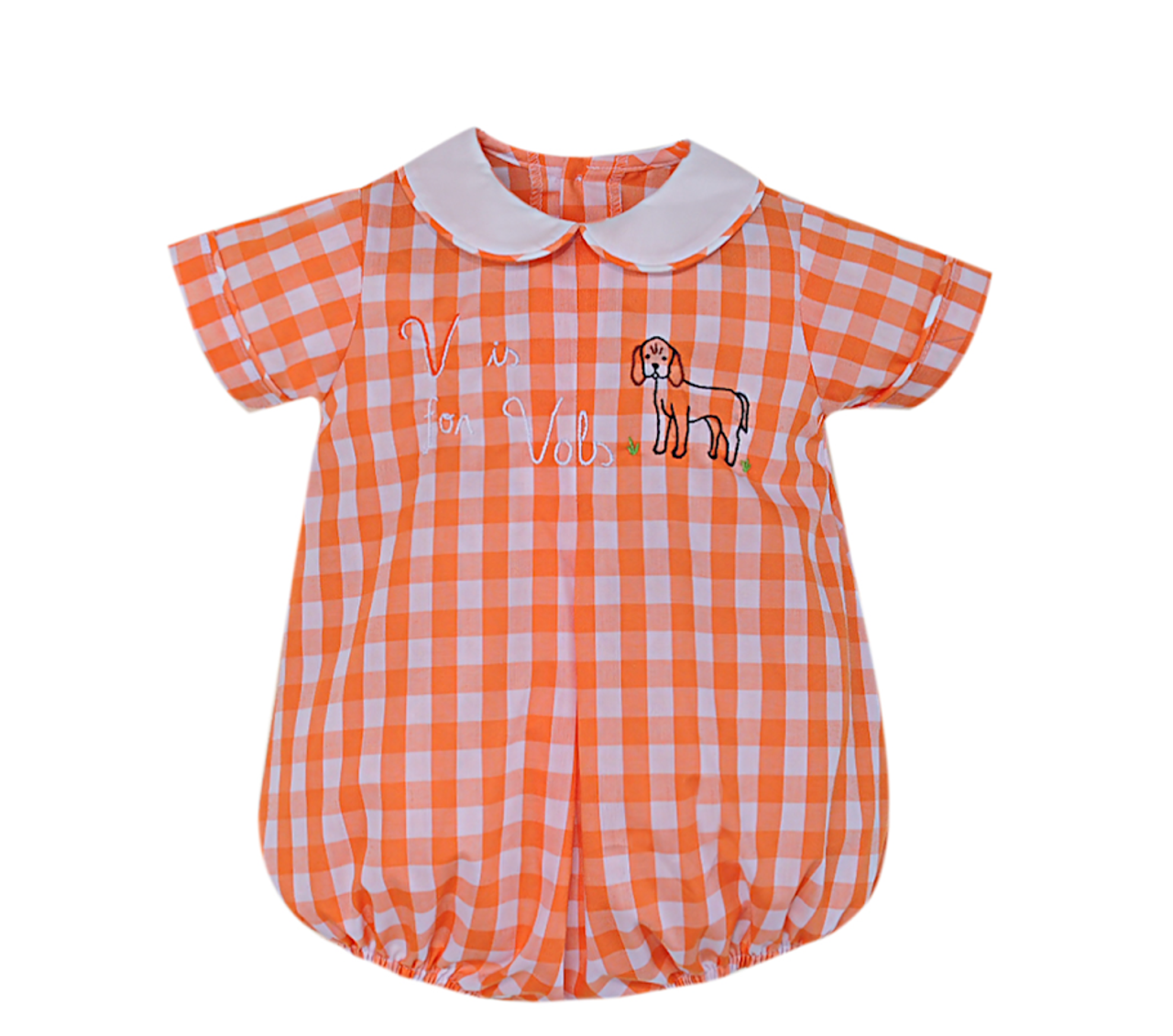 Remember Nguyen - Orange and White Gingham ' V is for Vols' Boy Bubble