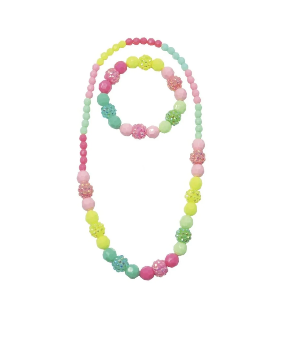 Colorful necklace and bracelet set from Great Pretenders, vibrant accessories with bright beads and playful design.