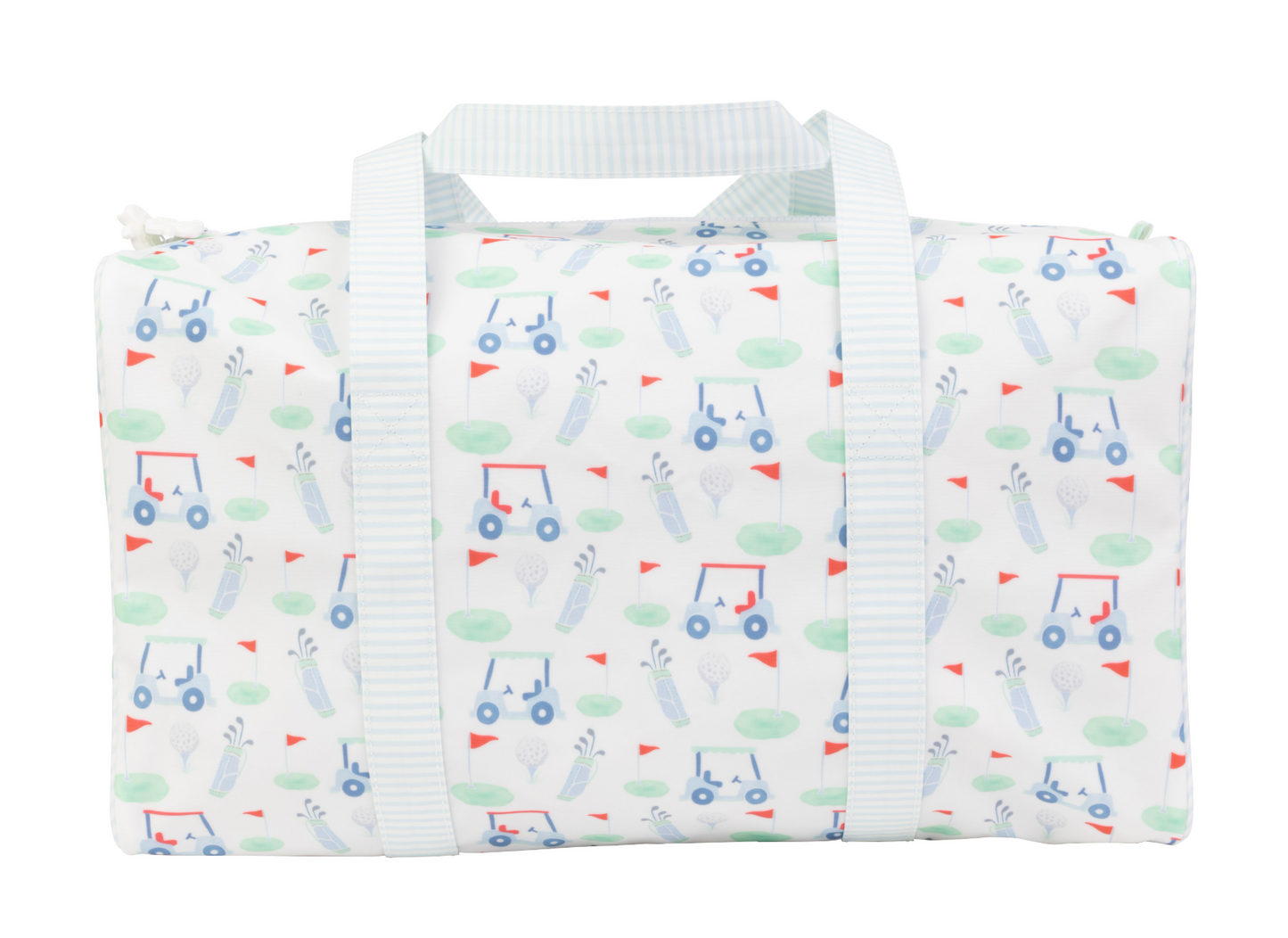 Apple of My Isla golf duffle bag featuring a sleek design with multiple compartments and a sturdy strap for easy carrying.