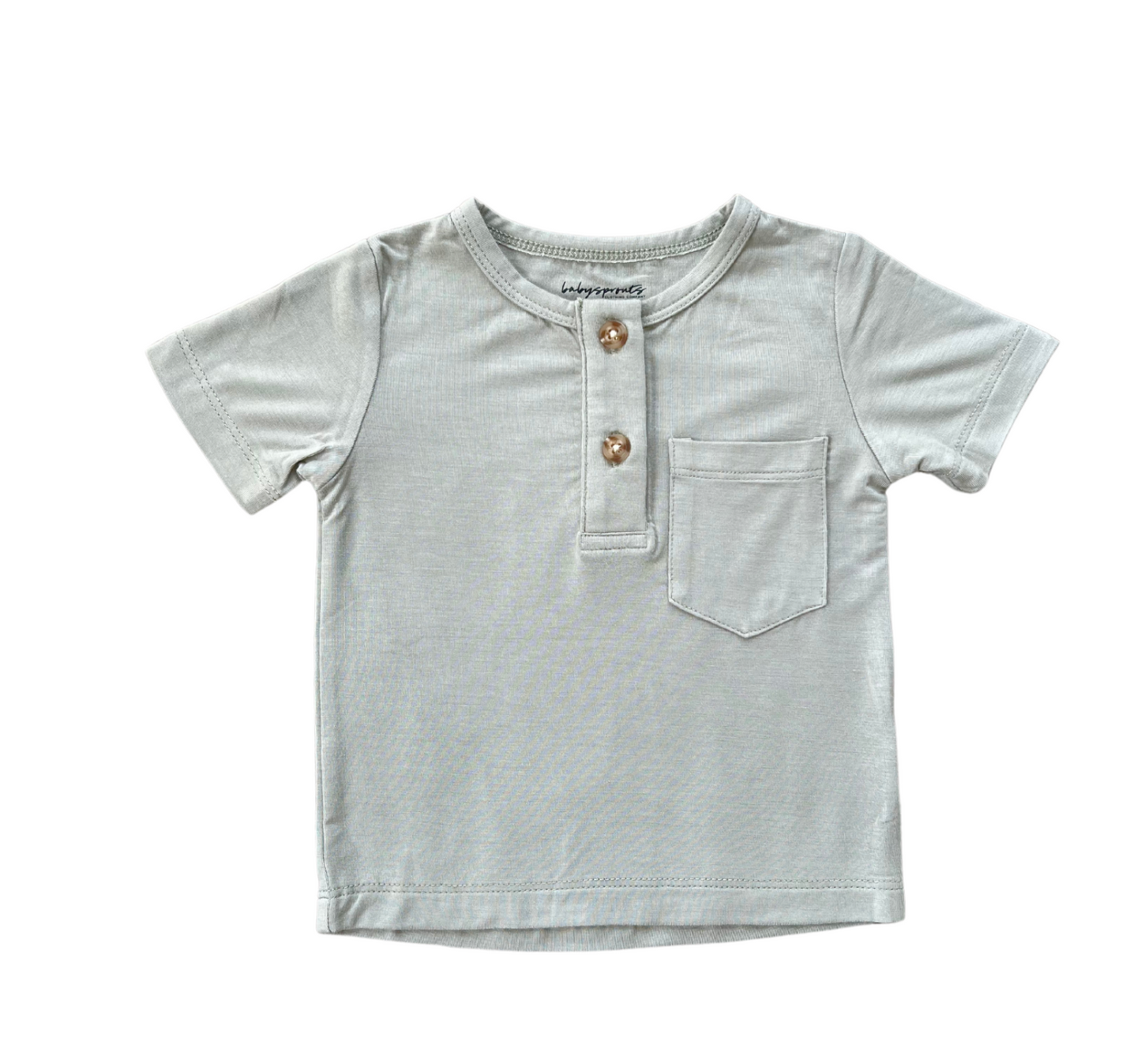 Babysprouts - Short Sleeve Henley Shirt - Seagrass