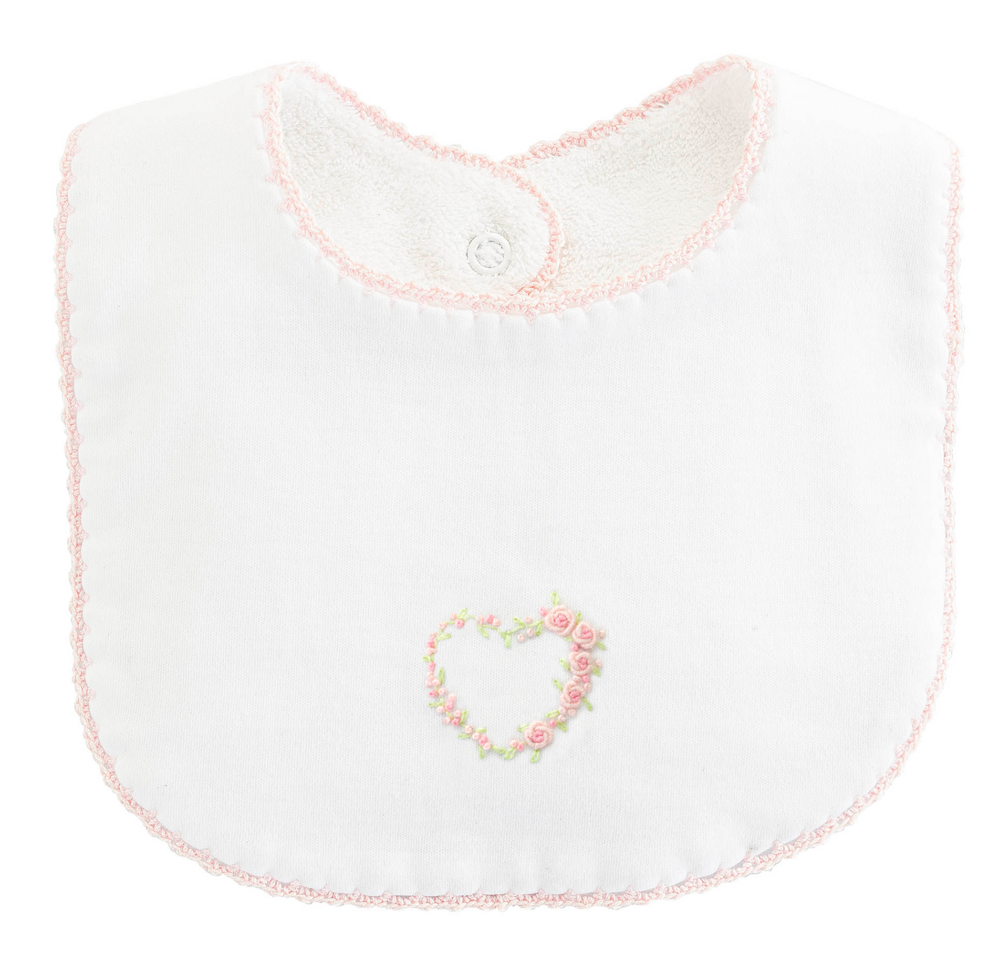 Baby Club Chic - Sweet Heart Bib w/ Crochet Trim