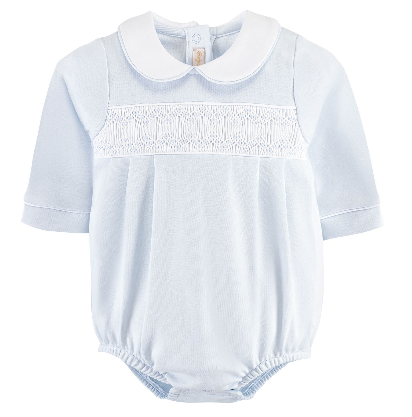 Baby Club Chic - Blue Collared LS Smocked Bubble
