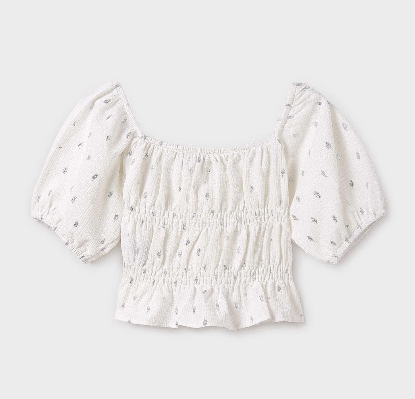 Mayoral - Smocked Bambula White Top
