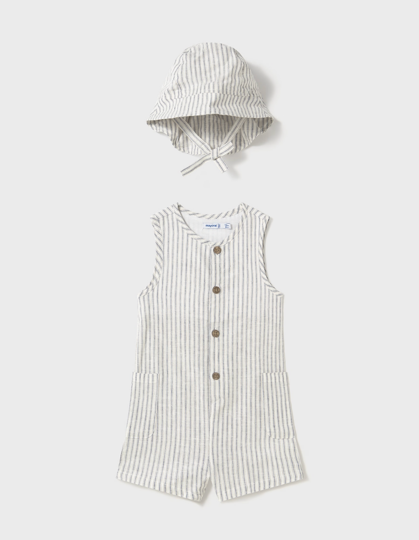 Mayoral - Natural Stripe Romper w/ Hat