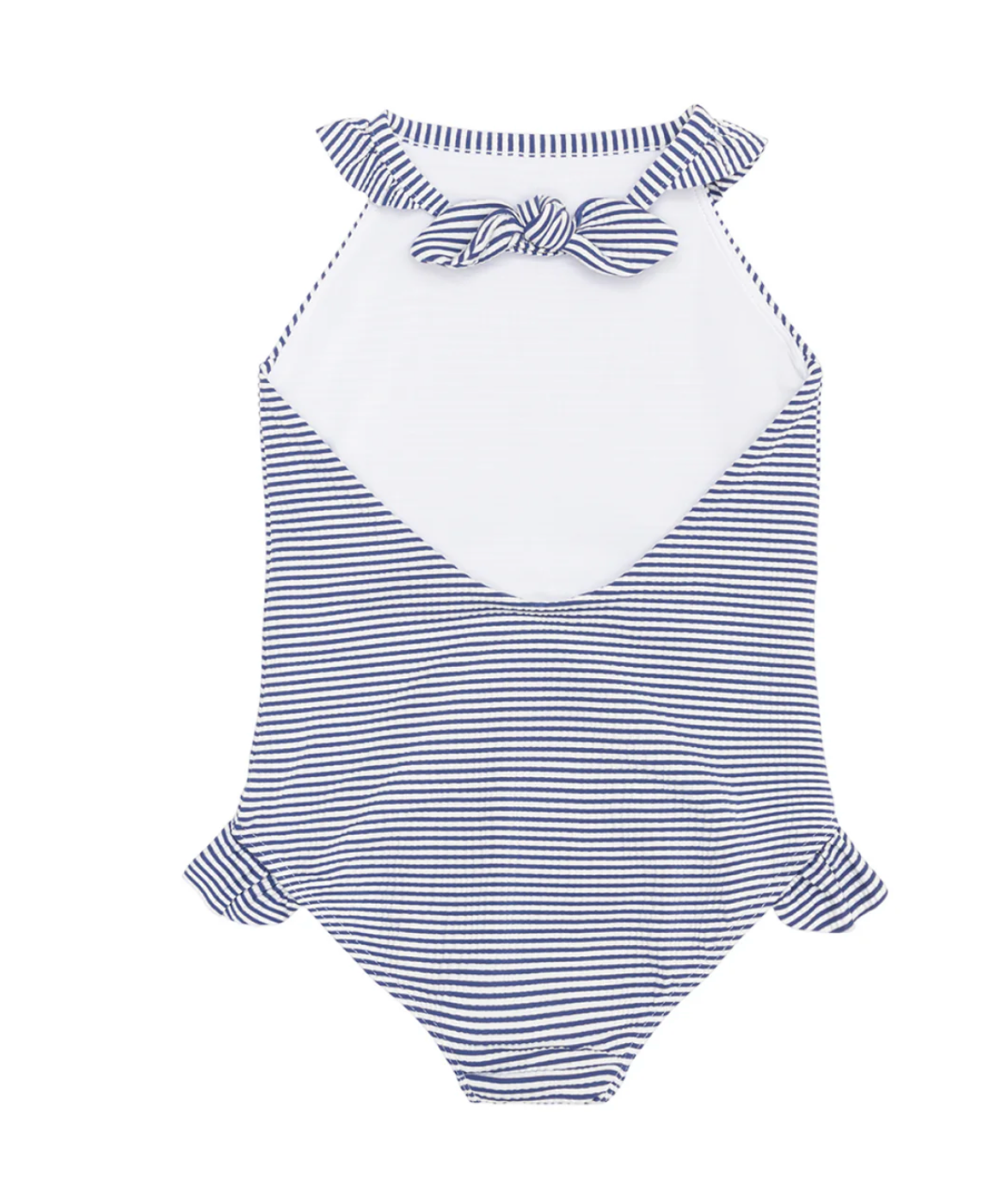 Minnow - Girls Harbor Stripe Ruffle Halter One Piece