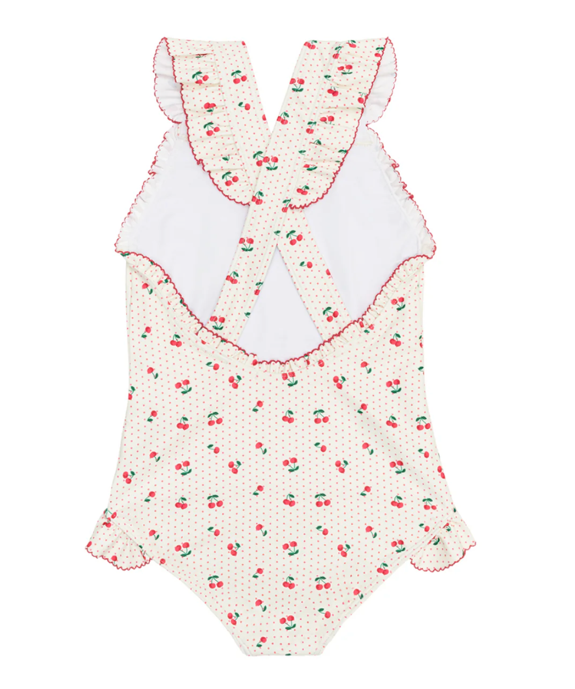 Minnow - Girls Summer Cherries Ruffle Edge One Piece