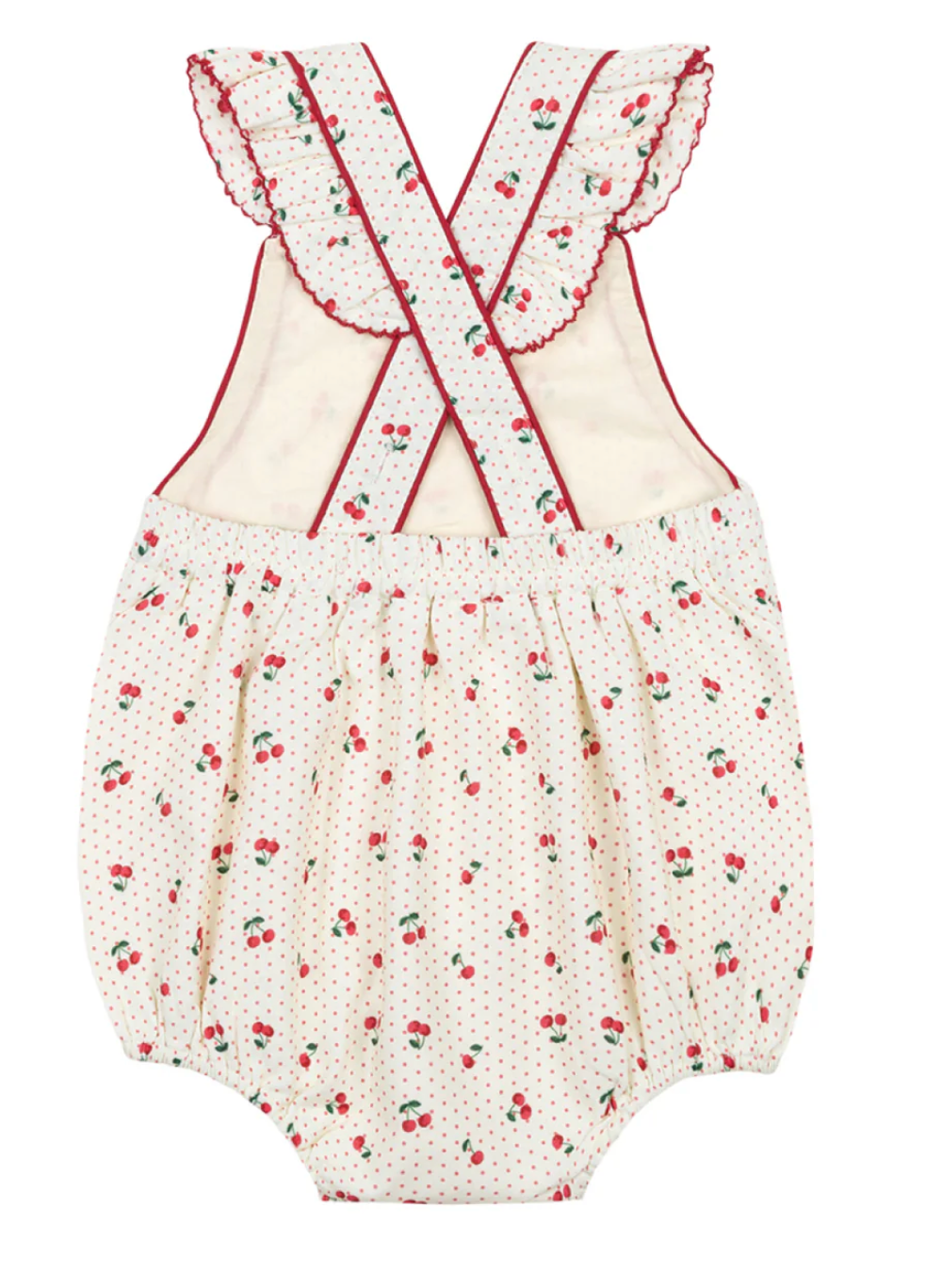 Minnow - Baby Girls Summer Cherries Crossover Ruffle Strap Bubble