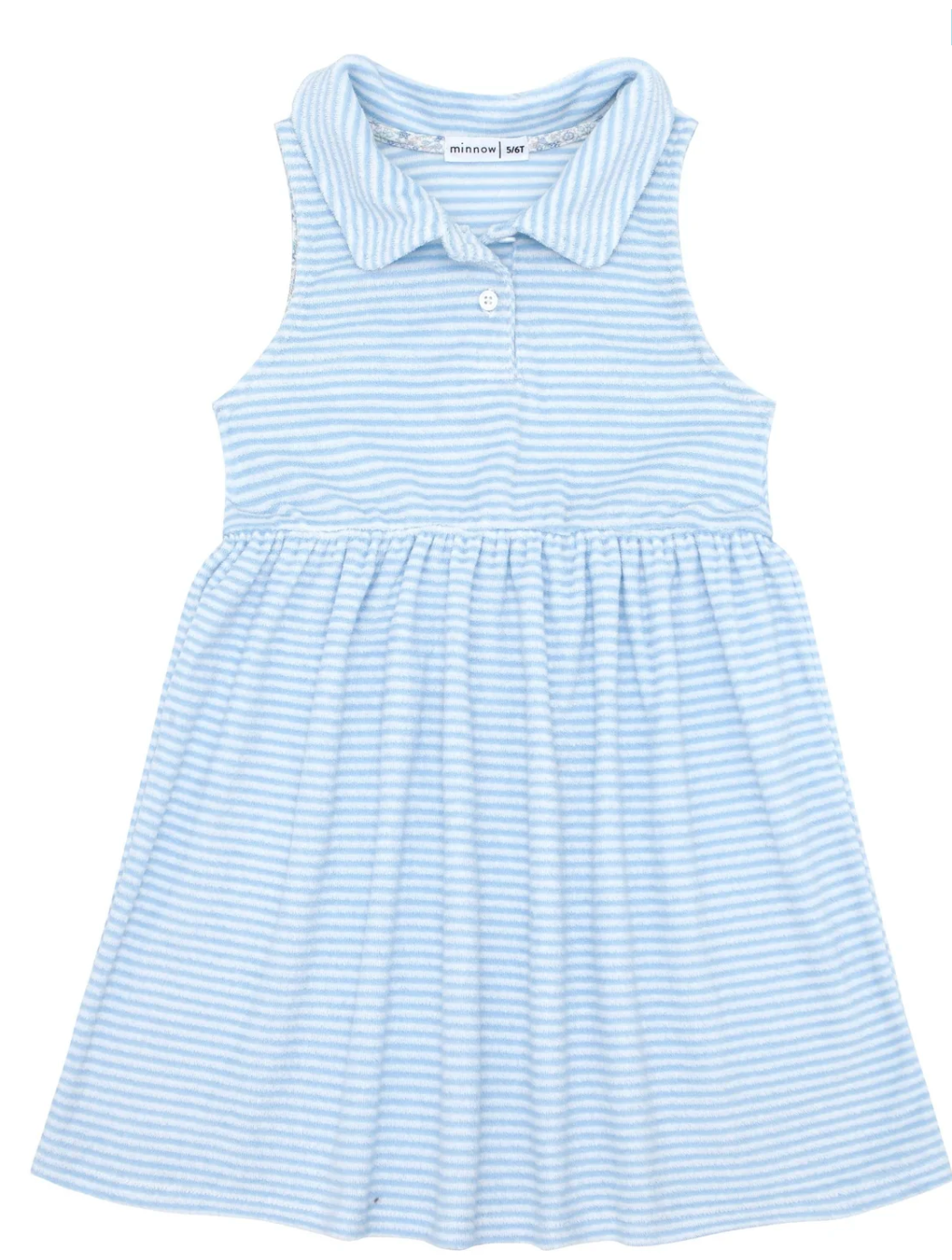 Minnow - Girls Powder Blue Stripe French Terry Tennis Dress