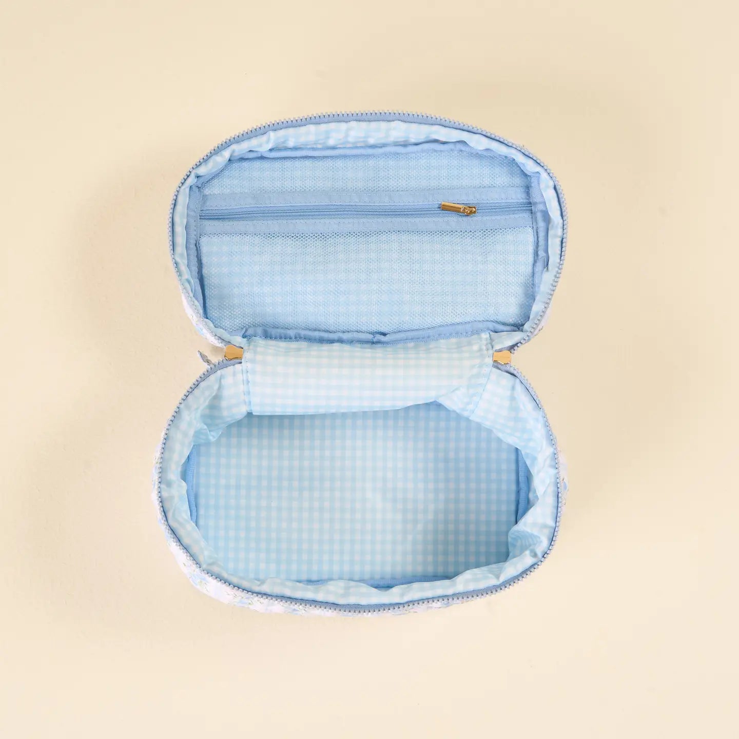 The Darling Effect - Glam & Go Quilted Cosmetic Bag-Petal Parade Blue