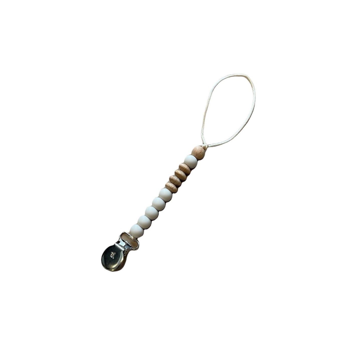 Three Hearts Le Petite Crew pacifier clip with colorful fabric and clip attachment for baby accessories.