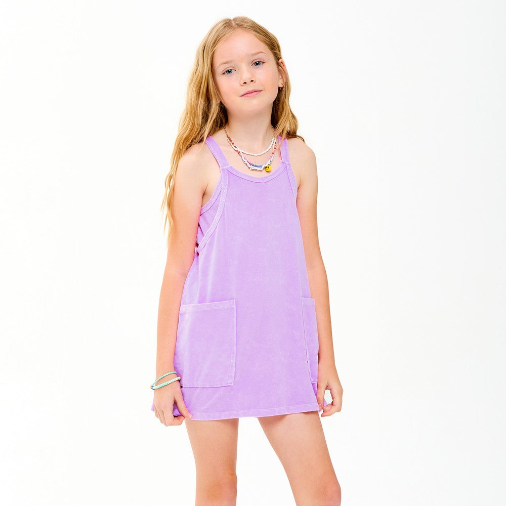 Lavender Mineral Washed Dress with Built-in Romper Lining XL (13/14)