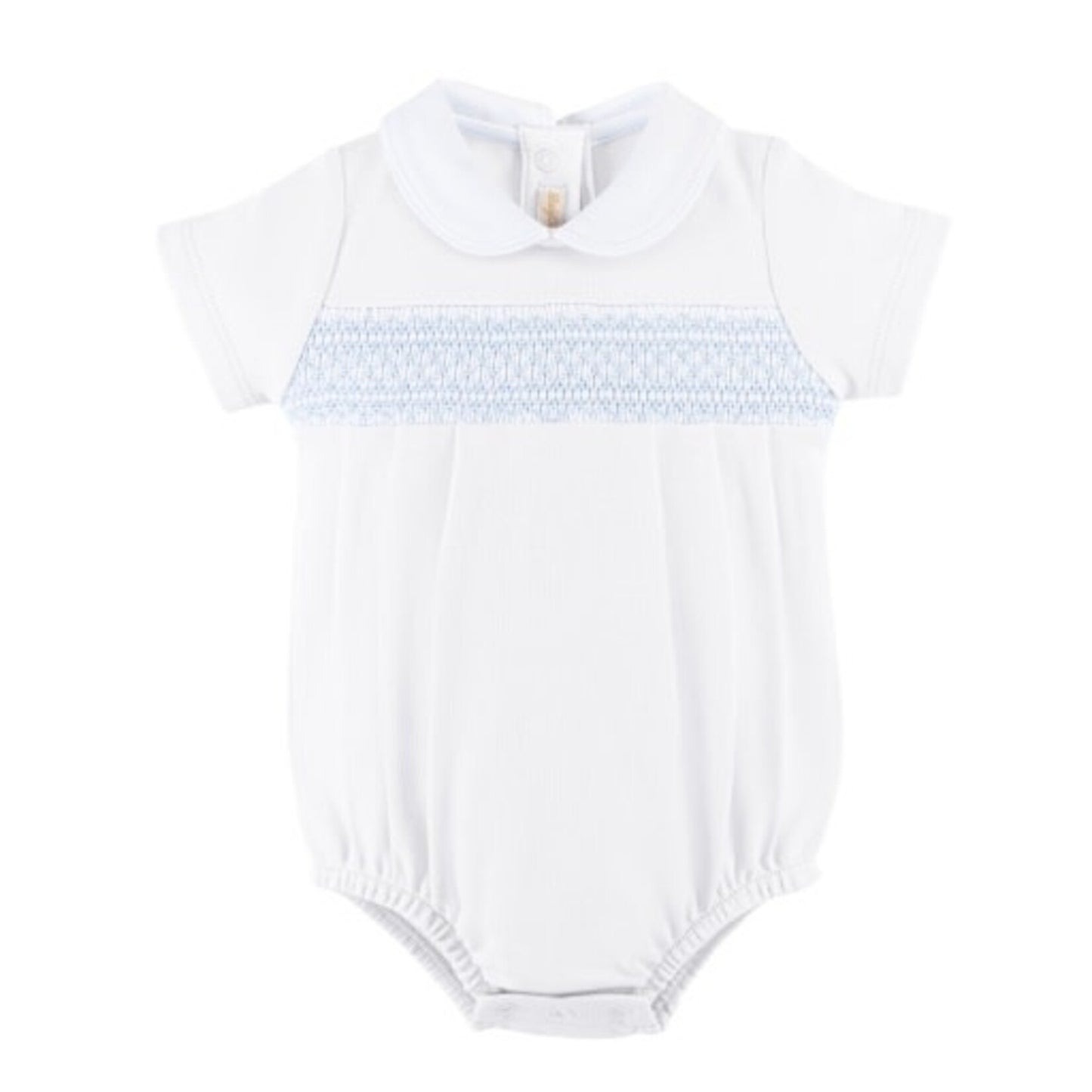 Baby Club Chic - White Hand Smocked Bubble w/ Round Collar