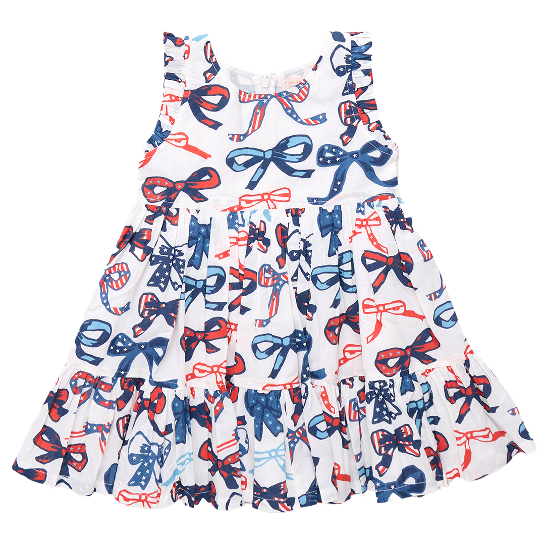 Pink Chicken - Girls Kelsey Dress Red White and Bows
