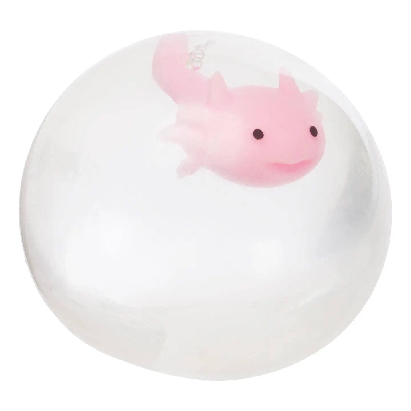 Toysmith Axolotl Squeeze Ball in vibrant colors, soft and stretchy for stress relief and sensory play.