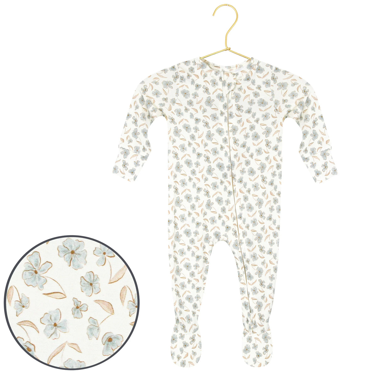 Lou Lou & Co Faye Zipper Footie in soft fabric, featuring a zipper closure, designed for comfortable baby or toddler wear.