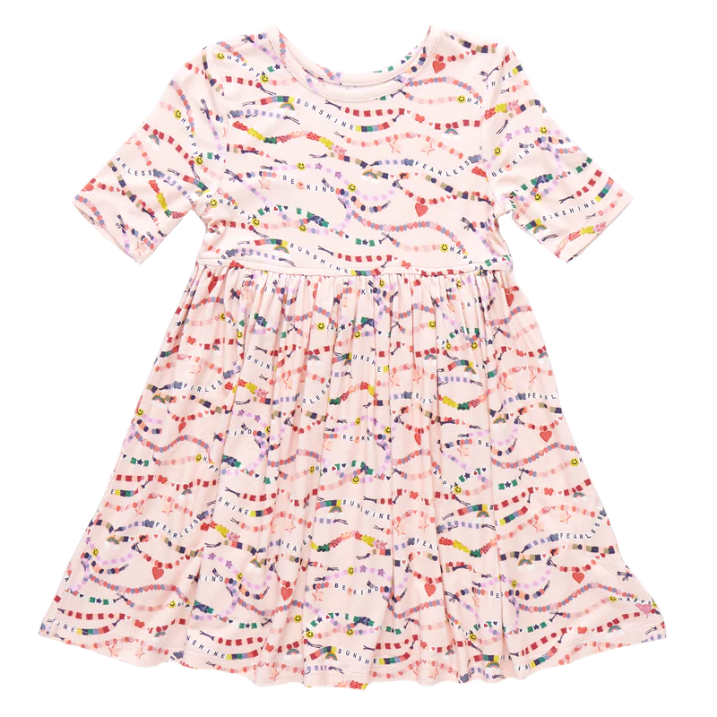 Pink Chicken - Girls Bamboo Steph Dress - Friendship Bracelet Era