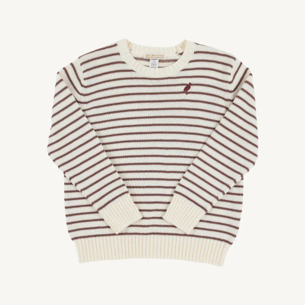 Palmetto Pearl & Gray Brown Stripe Isaac's Sweater