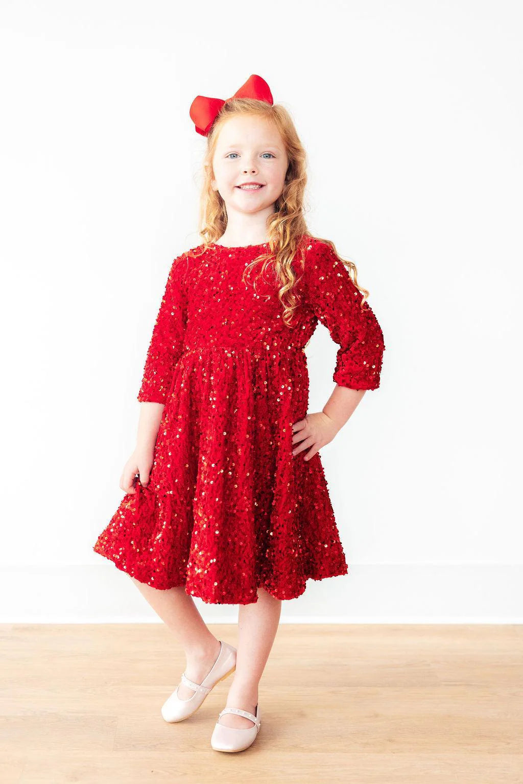 Mila & Rose - Red Velvet Sequin Dress