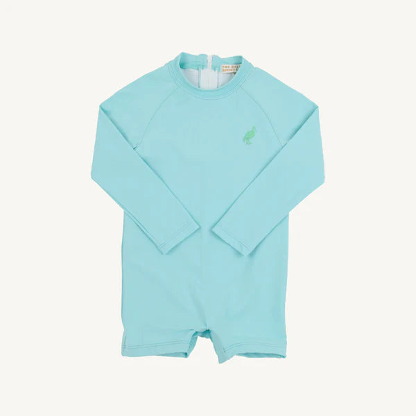 Edisto Egg Blue with Grace Bay Green Stork Price Pool Romper