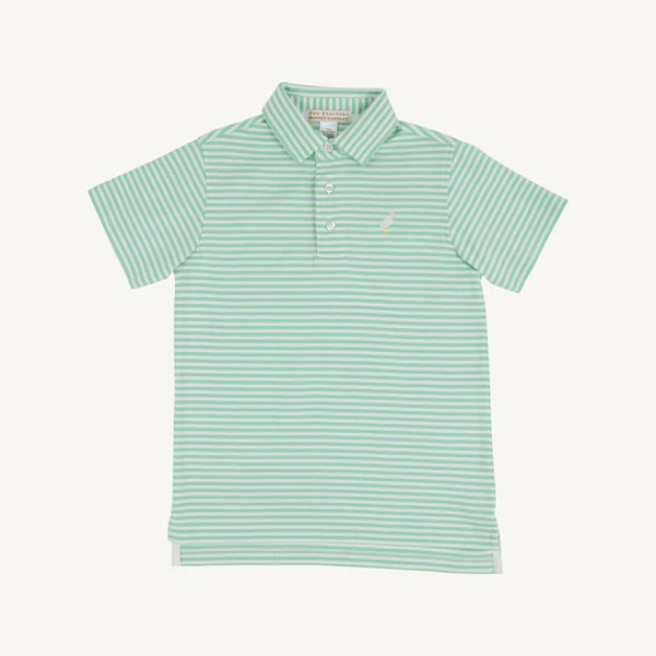 Grace Bay Green Stripe with Multicolor Stork Prim and Proper Polo