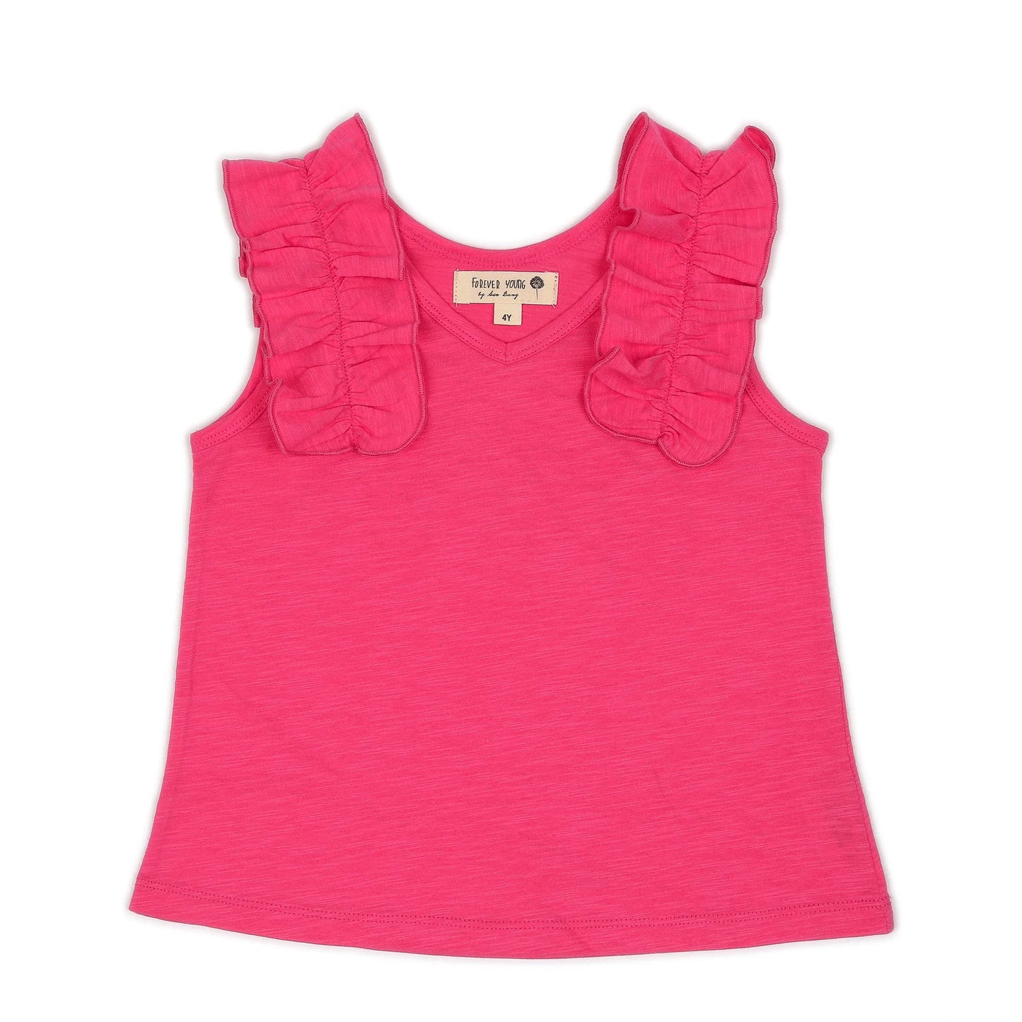 Forever Young - Coral Lipstick Ruffle Tank