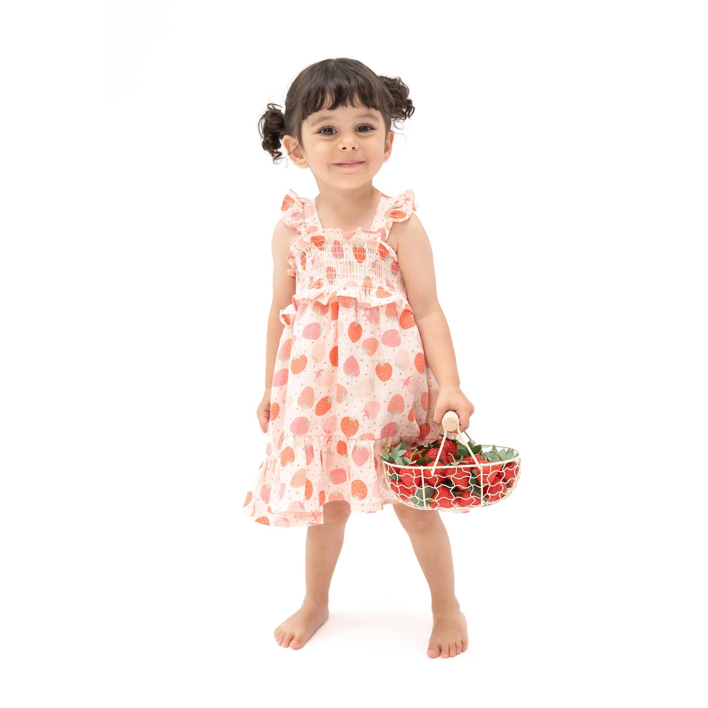 Angel Dear - Strawberry Bliss Smocked Ruffle Sundress