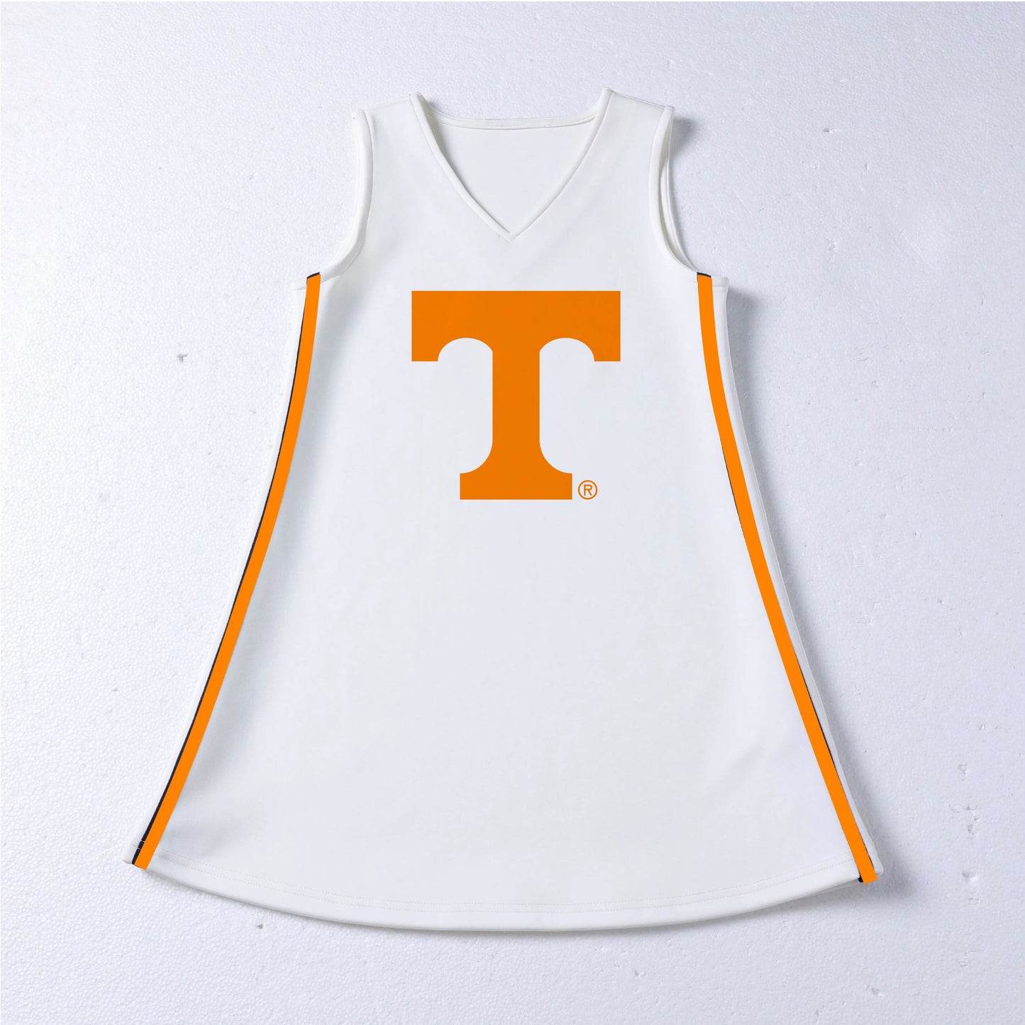 Scarlet & Gold - Power T White V-Neck Cheer Dress