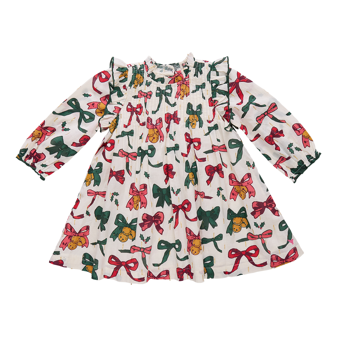 Christmas Bows and Bells Girls Jaipur Dress