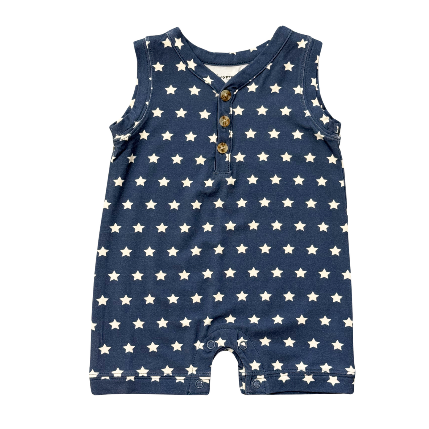 Baby boys' sleeveless romper by Babysprouts featuring American stars print, soft fabric, and comfortable fit perfect for warm weather.