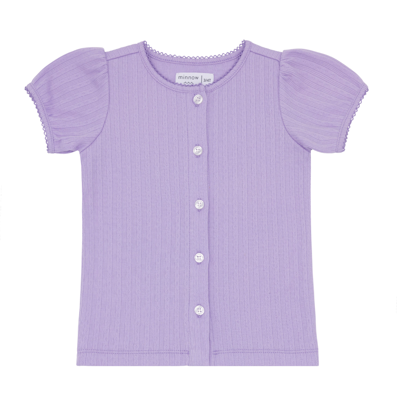 minnow - girls lavender breeze puff sleeve shirt
