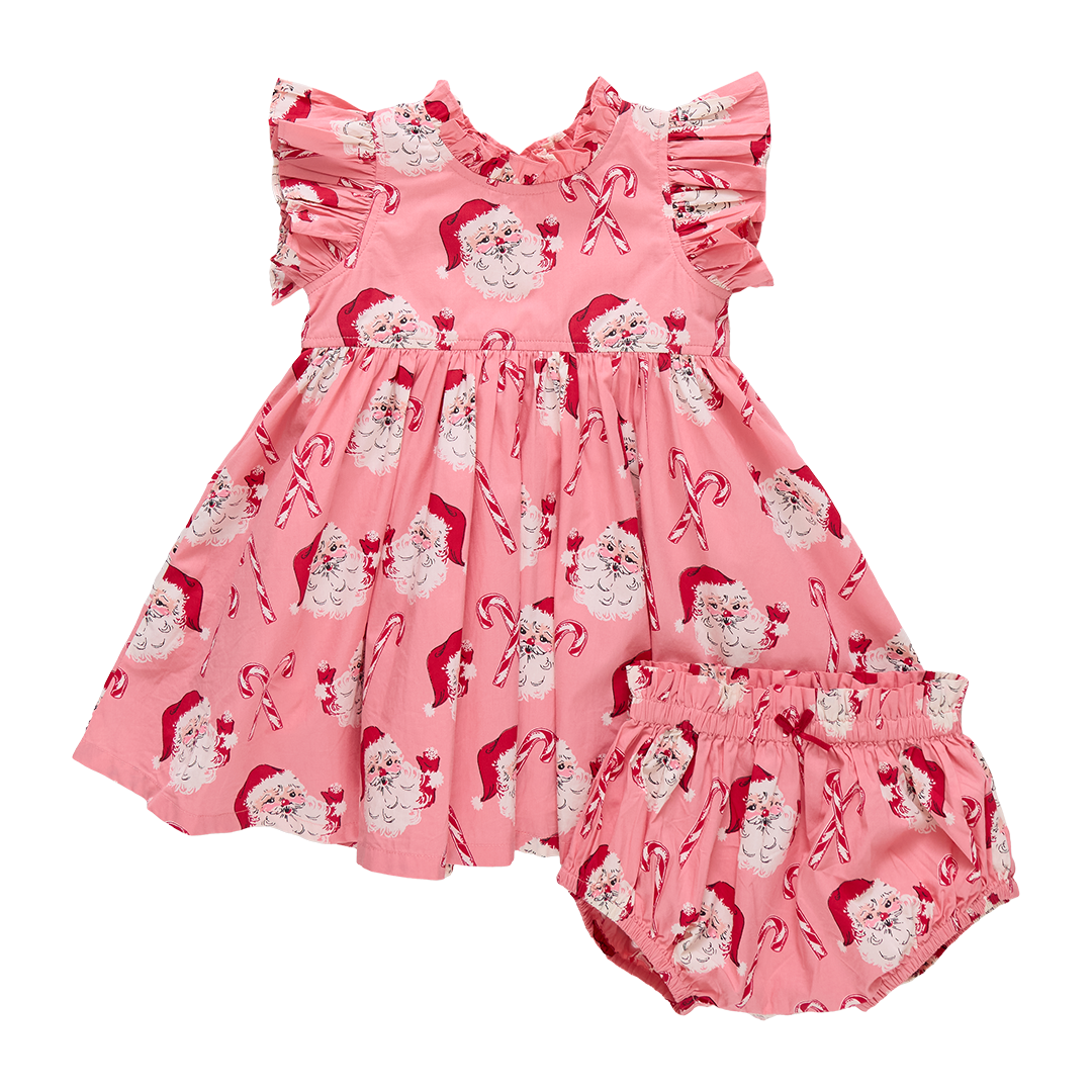 Pink Candy Cane Santa Baby Girls Jennifer Dress Set