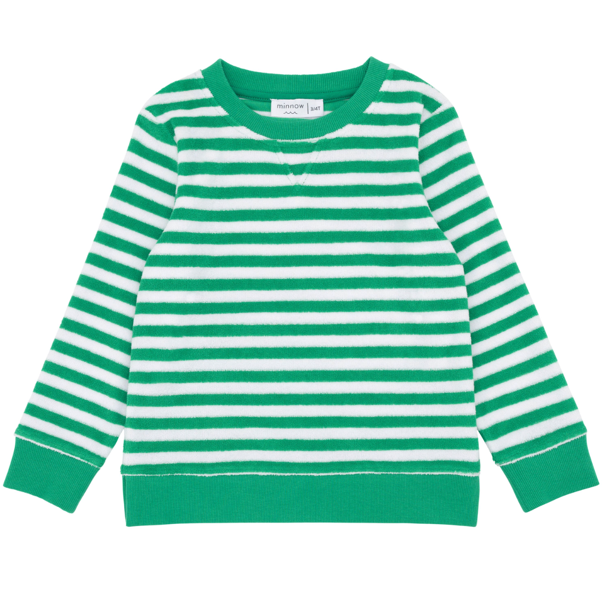 minnow - unisex green stripe french terry sweatshirt