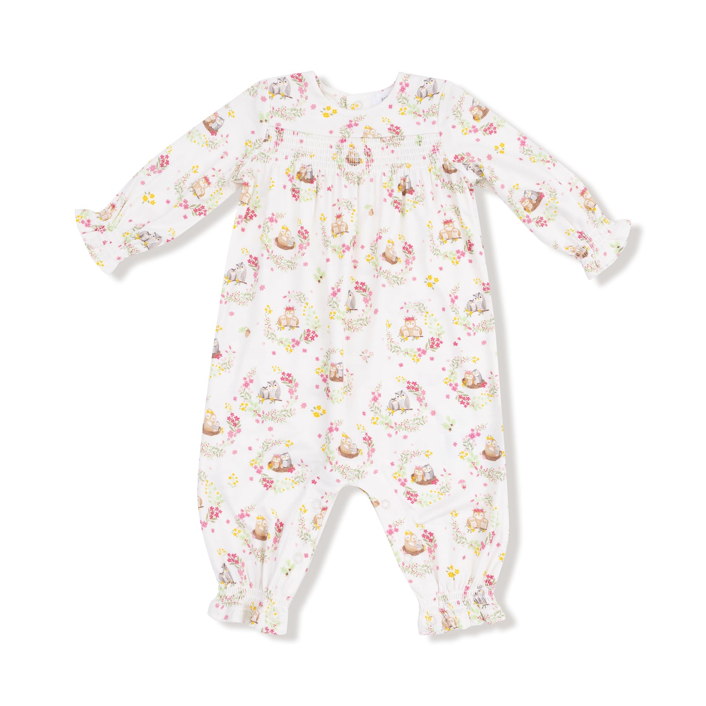 Floral Owl Families Smocked Romper