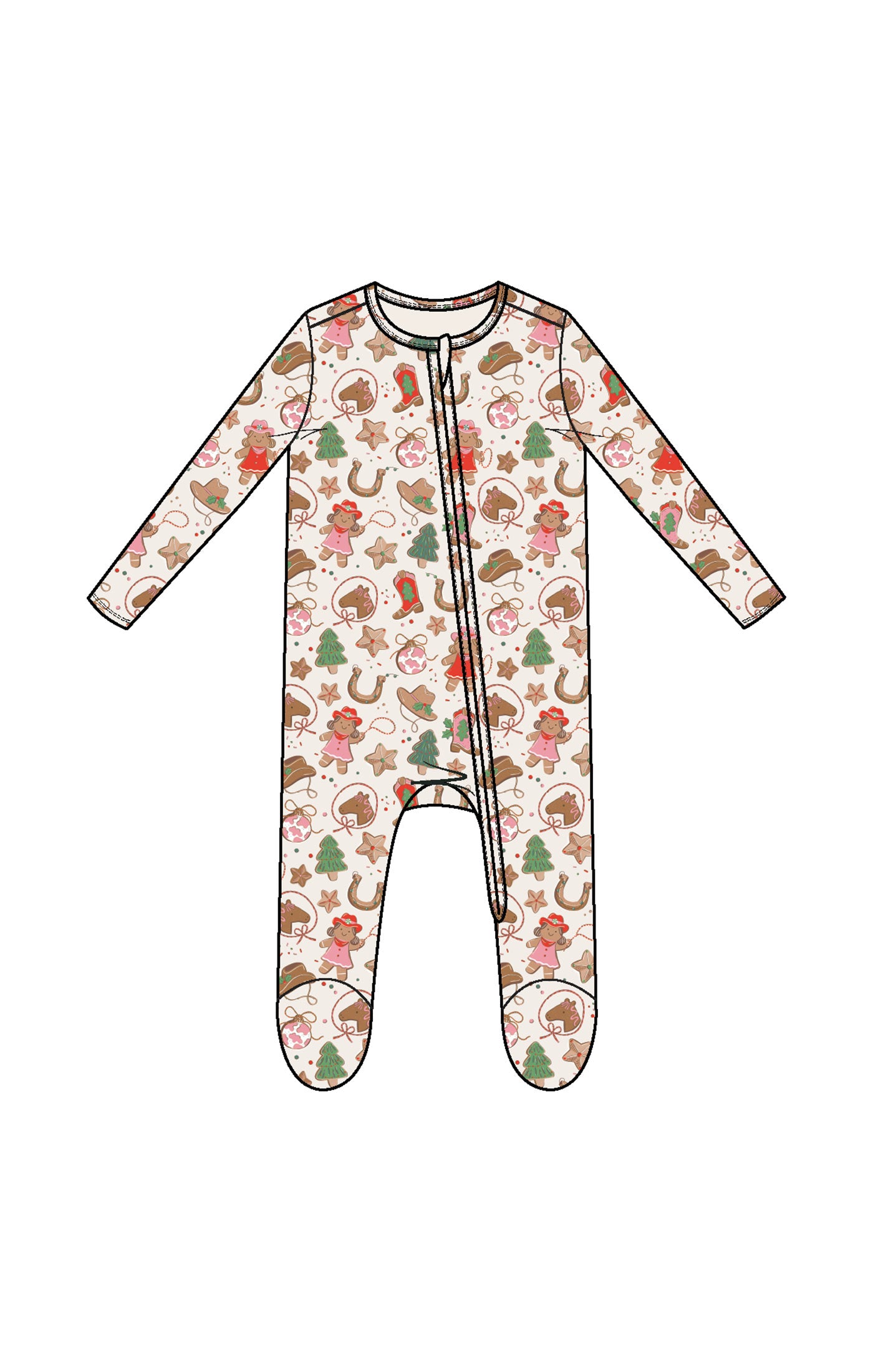 Cowgirl Christmas Zip Footie