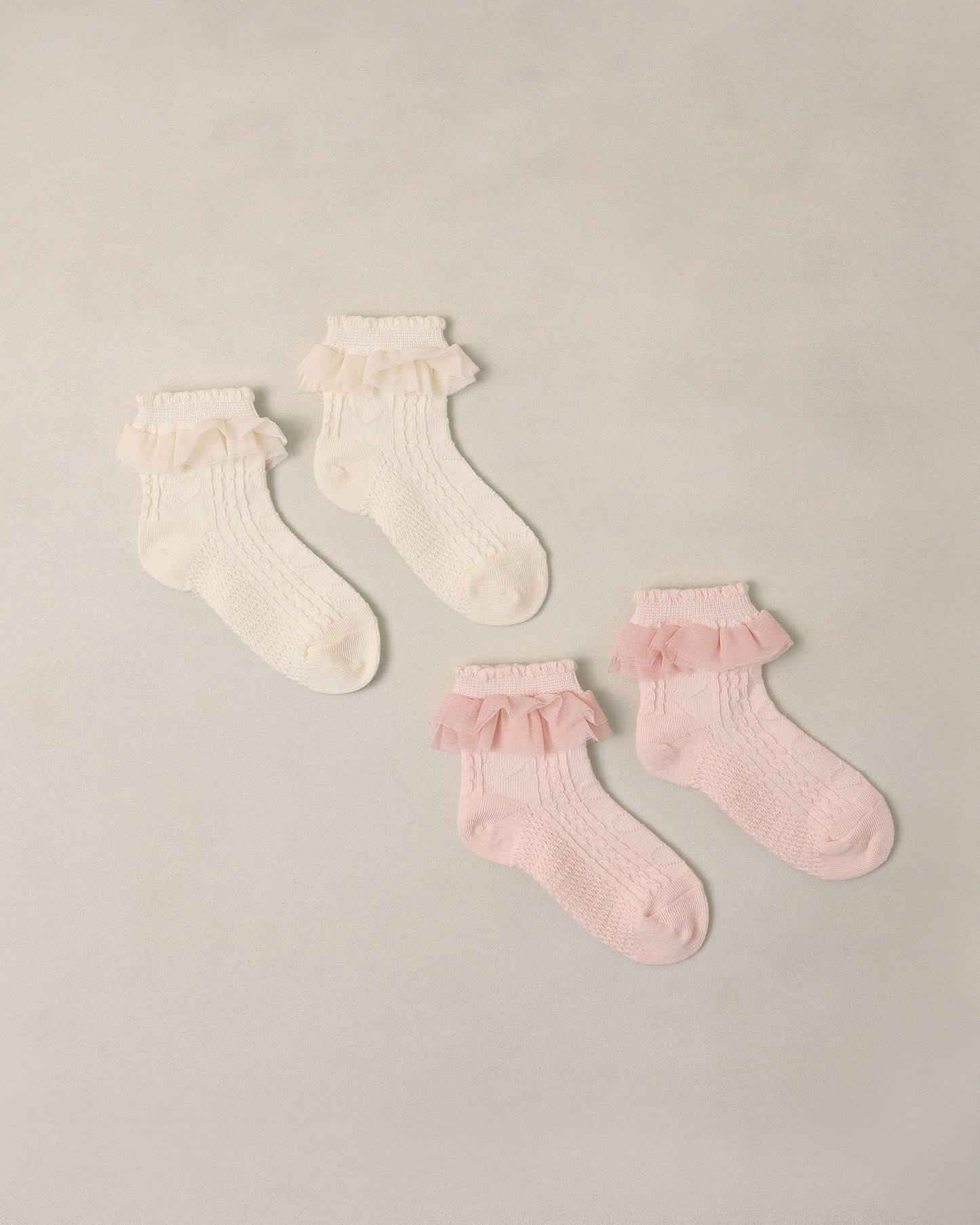 Ivory & Blush Ruffle Socks