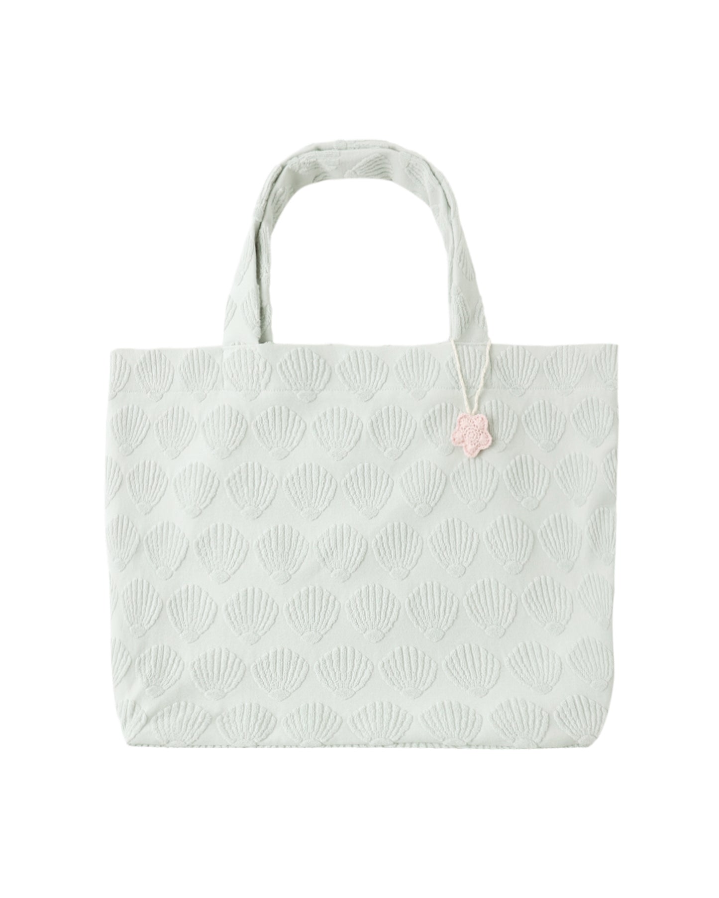 Rylee & Cru Terry Cloth Shells beach bag with terry fabric and shell pattern, ideal for carrying essentials to the beach or pool.