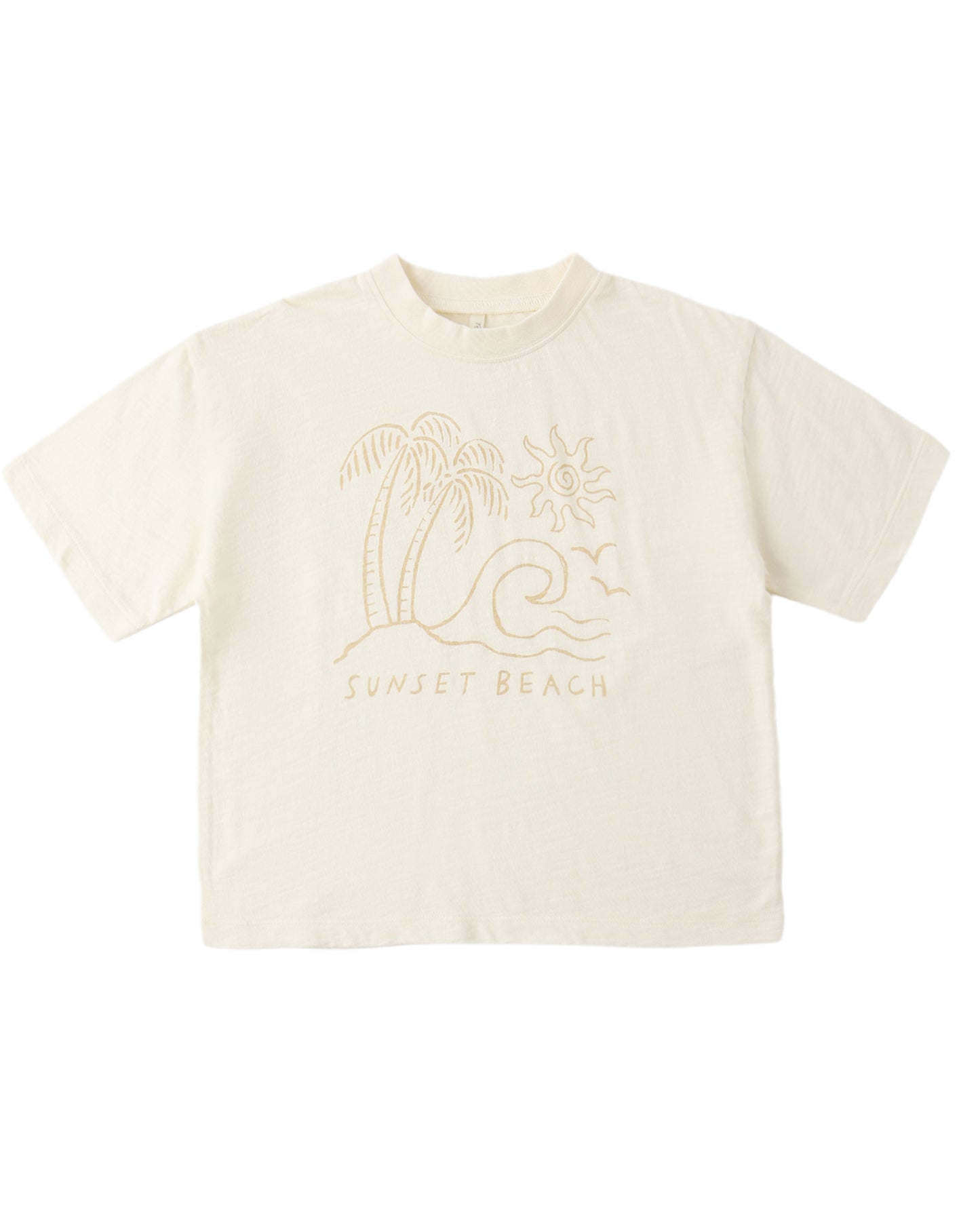 Sunset Relaxed Tee by Rylee & Cru, soft cotton T-shirt with sunset graphic, casual fit, showcased on a neutral background.