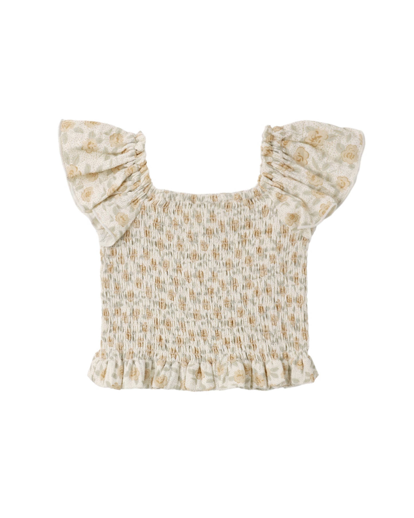Yellow floral Zayla top by Rylee & Cru with a relaxed fit, featuring vibrant flower print and soft fabric.