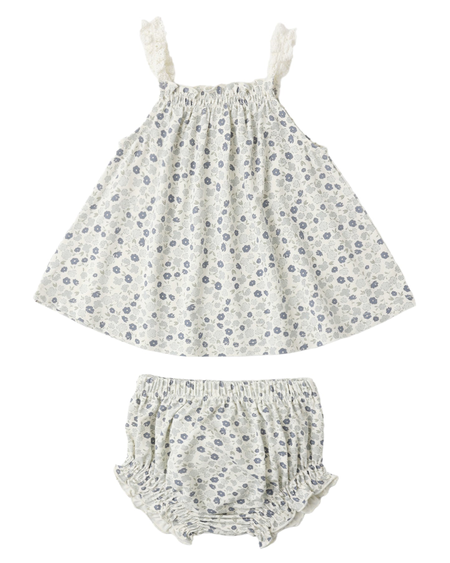 Blue Ditsy Swing Top + Bloomer Set
