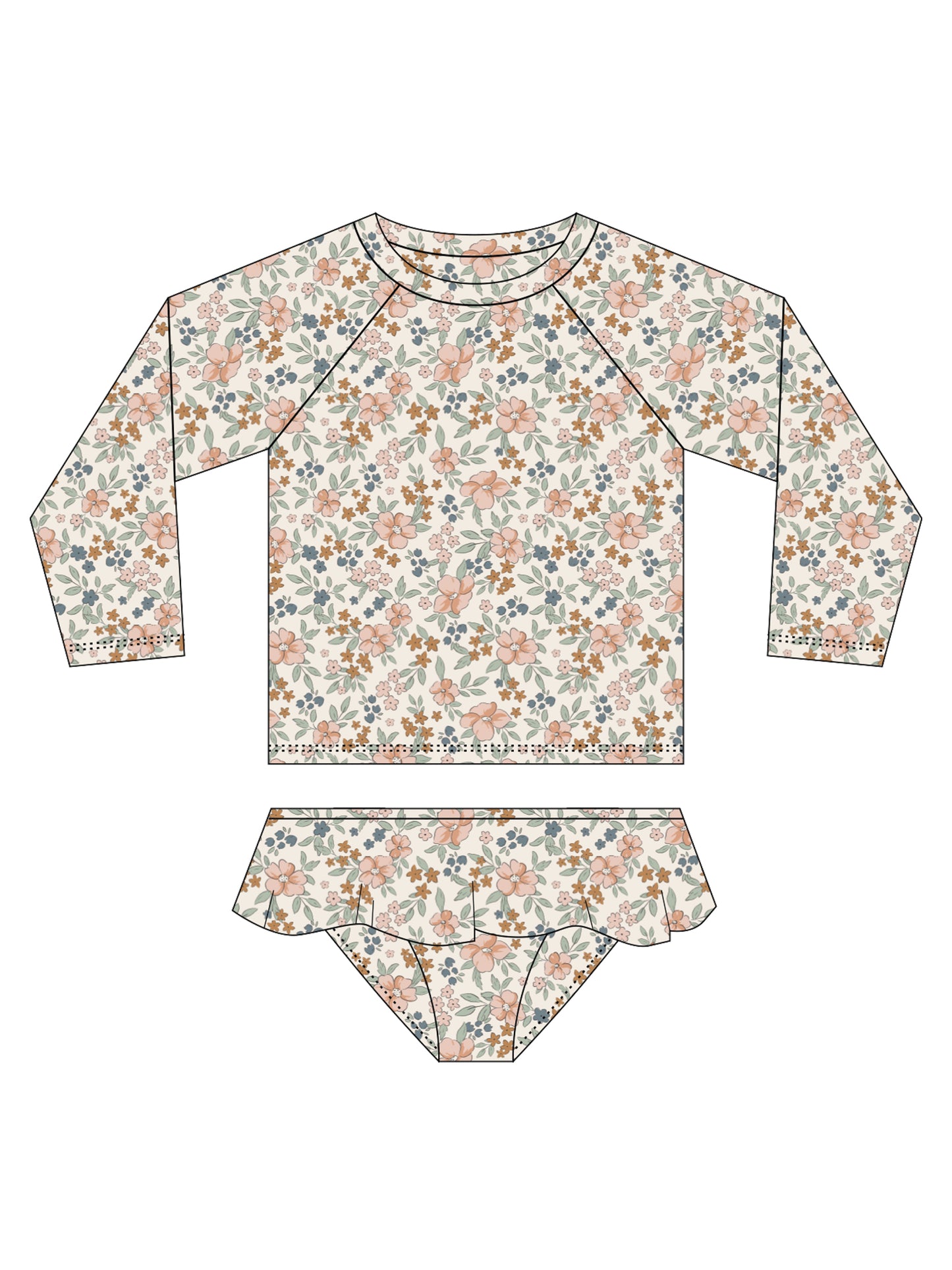 Flower Fields Rashguard Girls Set