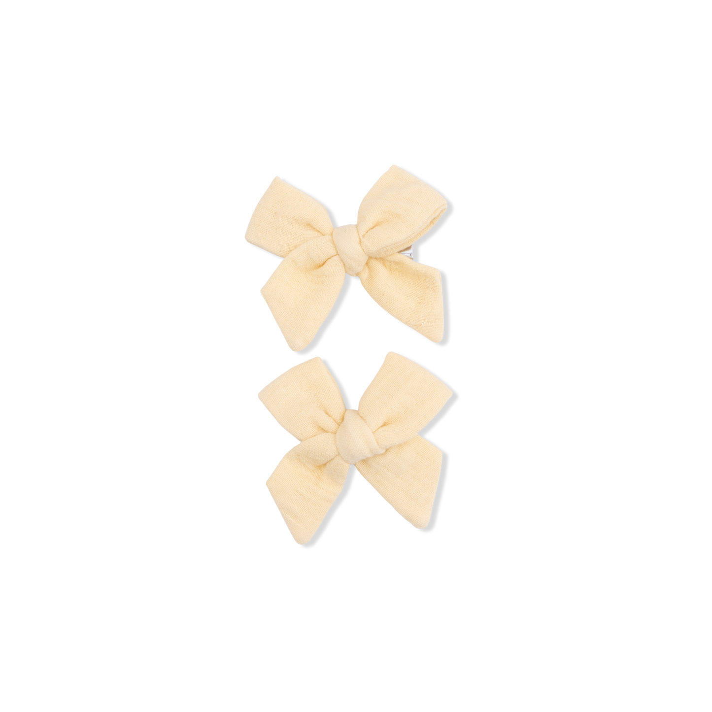 Solid Muslin Yellow 2 Pack Bow Clips
