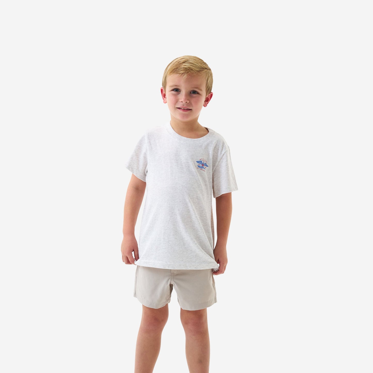 Youth Heather Oatmeal T-shirt by Burlebo, featuring a casual fit and soft fabric, displayed on a plain background