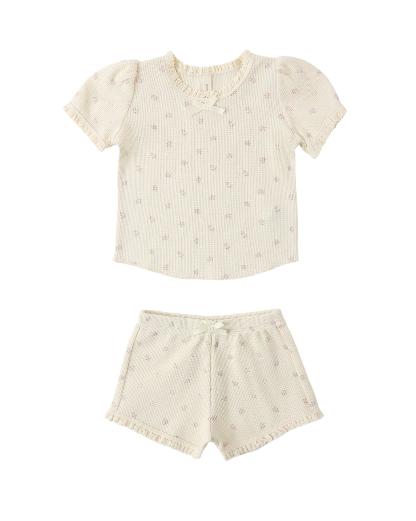 Mauve Ditsy Ruby Set by Quincy Mae featuring a soft, patterned fabric in mauve with ruby accents and a cozy, stylish design.