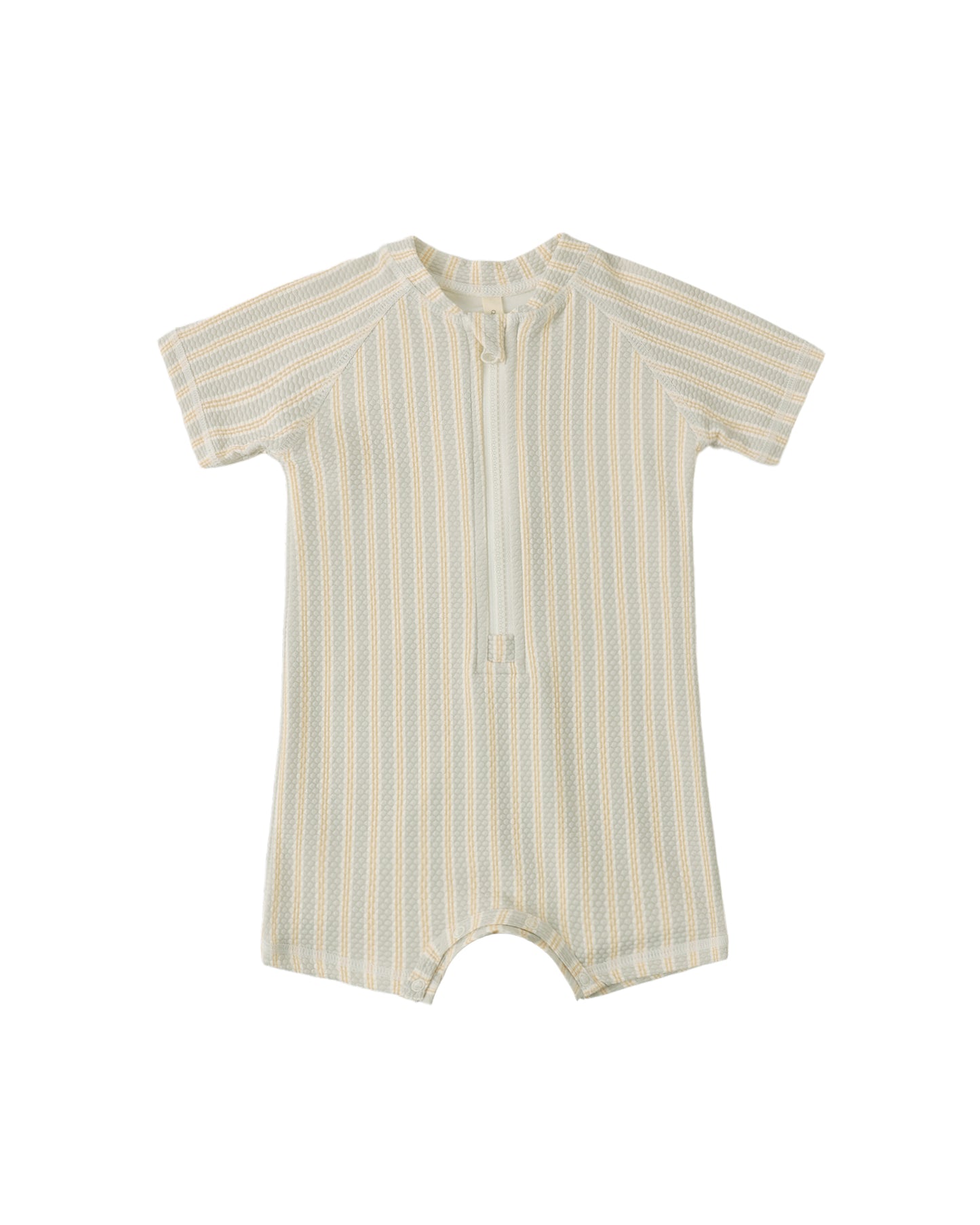 Blue + Butterscotch Stripe Zip Rashguard One Piece